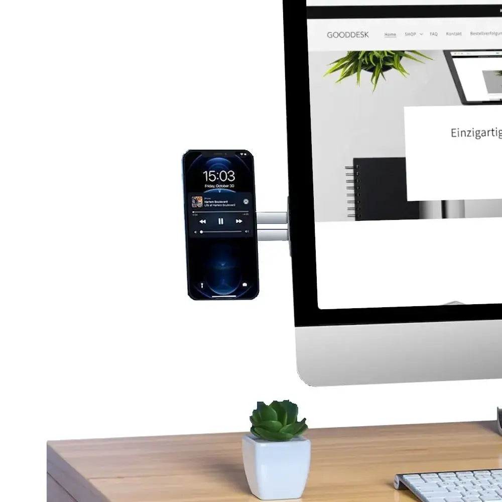 Handyhalterung am Computer für mobiles Gerät zum ausklappen magnetisch 